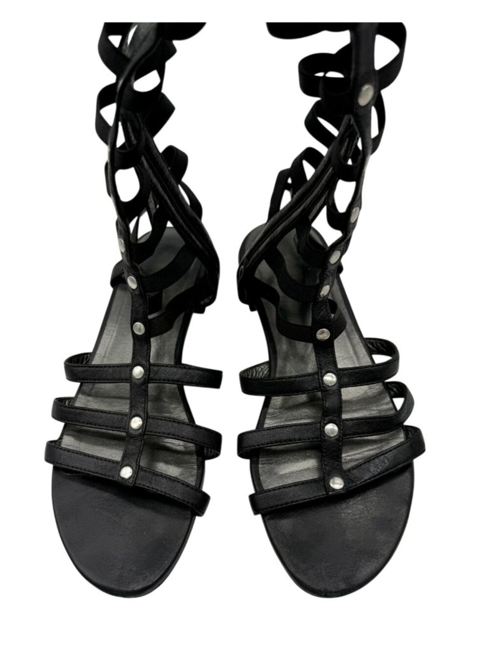 Stuart Weitzman Gladiator Sandal Black Nappa Leather - Size 6 - Picture 3 of 8